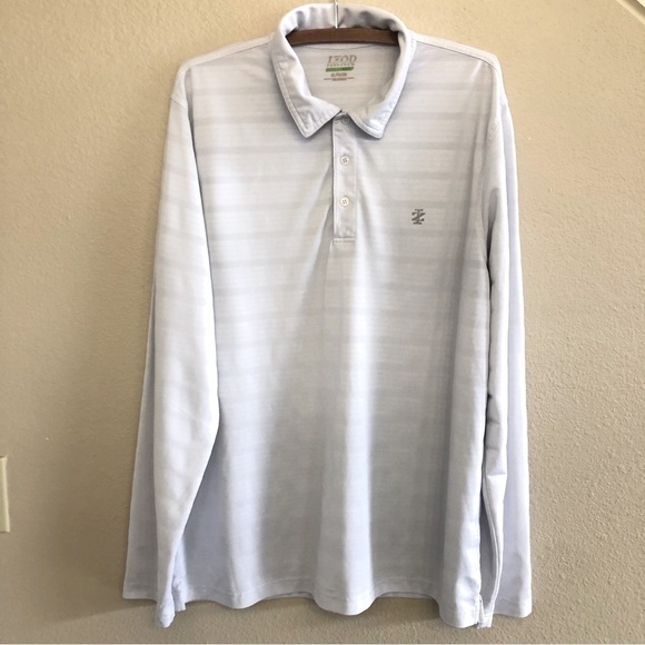 IZOD Golf Men’s Performance Texturized Striped Long Sleeves Shirt Size XL - Picture 1 of 13